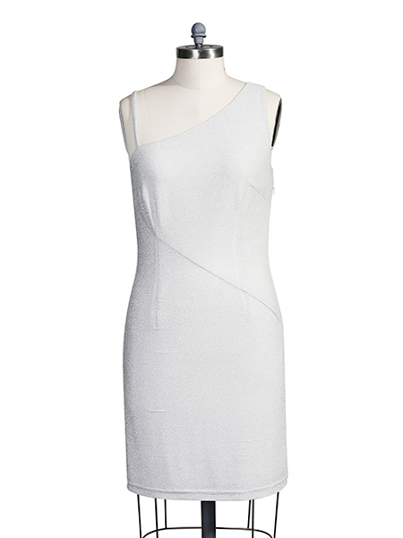 Lurex one-shoulder dress
