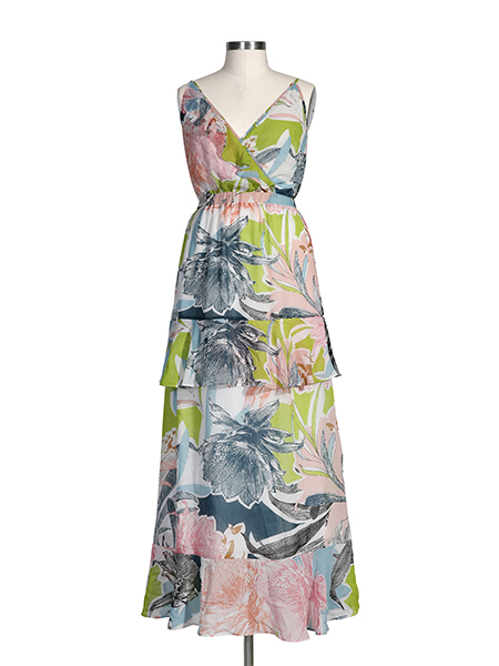 allover printed evening dress