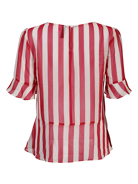 stripy short-sleeve blouse